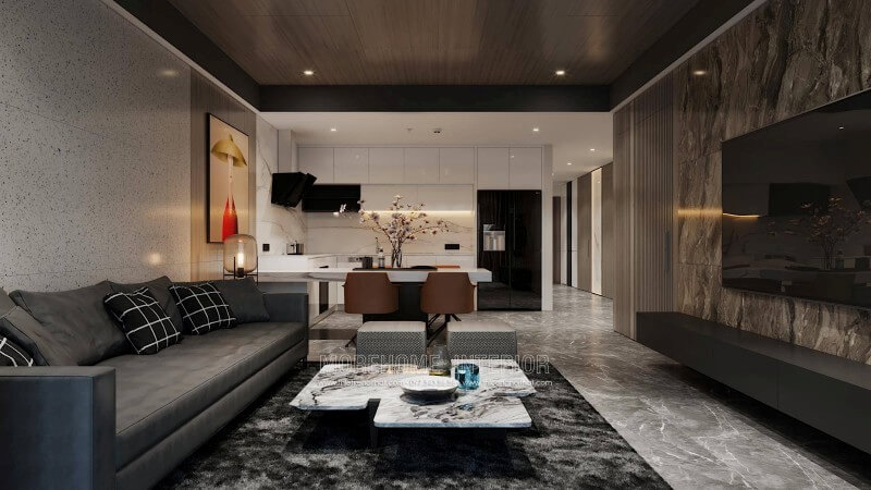 Đá ốp tường phòng khách đầy mới lạ Đá ốp phòng khách chung cư