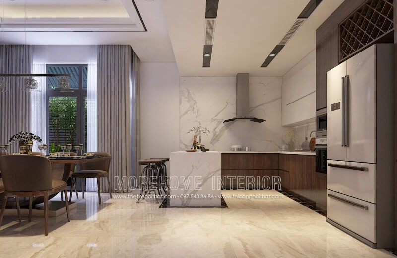 Lựa chọn chất liệu gỗ Vener với tone màu nâu chủ đạo nhẹ nhàng, thanh thoát là nguồn cảm hứng bất tận cho mọi cảm hứng mang lại món ăn ngon của những người nội trợ trong gia đình Tủ bếp màu trắng, tủ bếp màu nâu đẹp