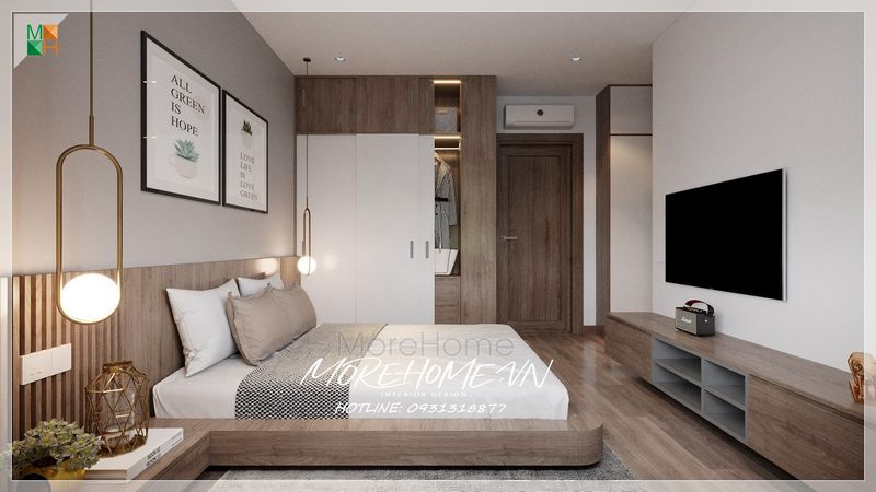  Bộ sưu tập 13 Thiết kế nội thất chung cư độc đáo có tranh canvas treo tường phòng ngủ