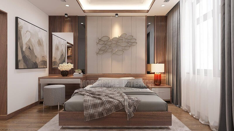 Bạn đang cần tham khảo mẫu phòng ngủ đẹp, nam tính tại các không gian như biệt thự, nhà phố hay căn hộ chung cư cho nam gia chủ độc thân thì ý tưởng thiết kế nội thất phòng ngủ từ kts Morehome trong đây sẽ là gợi ý thú vị.