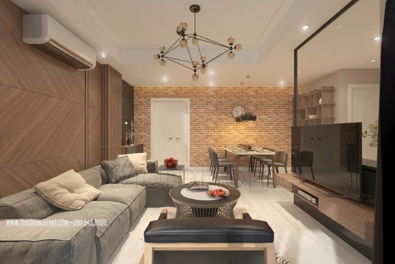 Bộ sofa góc hiện đại bọc nỉ tận dụng được mọi góc khuất của không gian tạo cho căn phòng thêm rộng và thư thái hơn