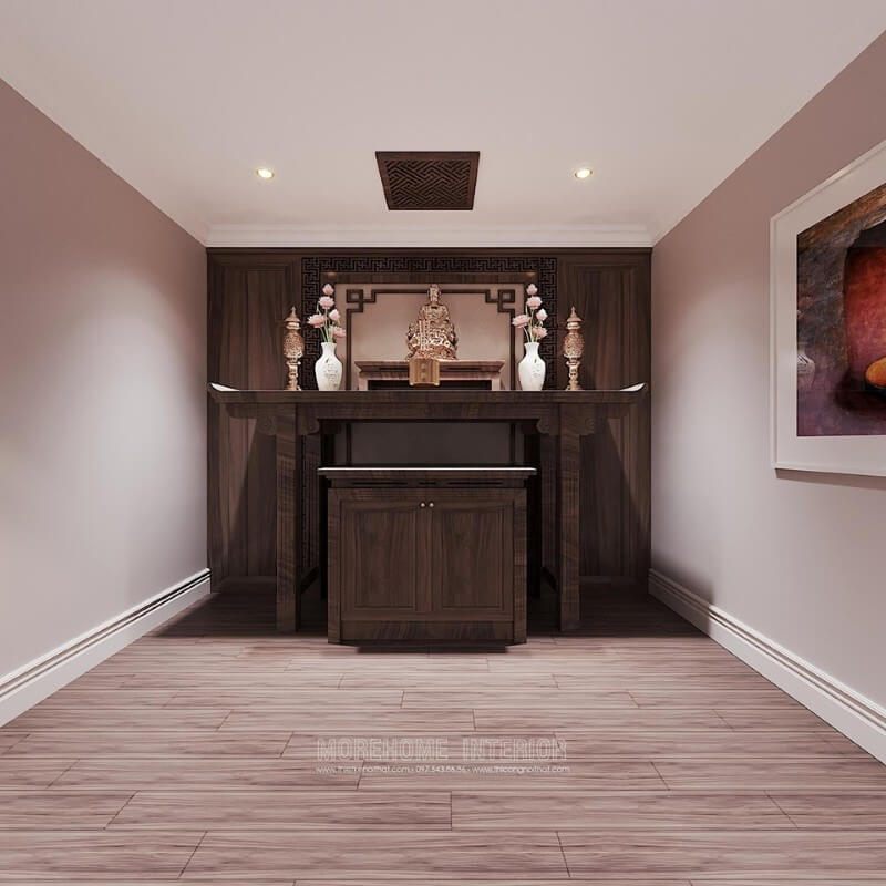 Mẫu bàn thờ phật đại dương gỗ óc chó cao cấp được nhập khẩu để trang trí biệt thự.